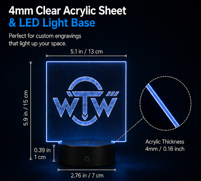 Acrylic LED Light Kit - Rectangular - Custom Engraved