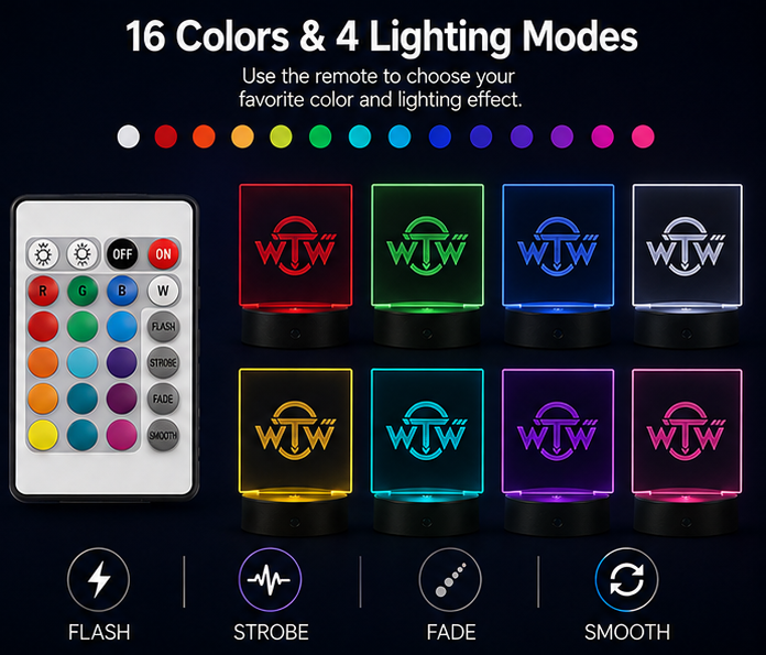 Acrylic LED Light Kit - Rectangular - Custom Engraved