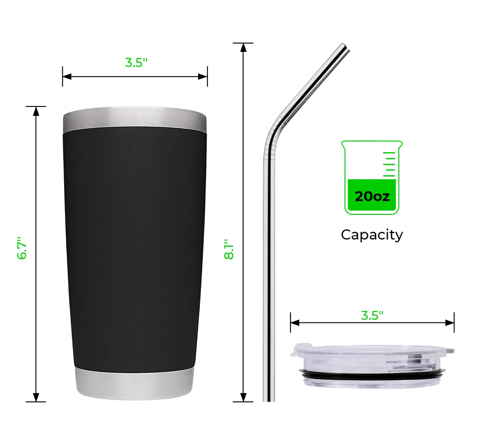 Stainless Steel Coffee Tumbler 20oz - Custom Engraved