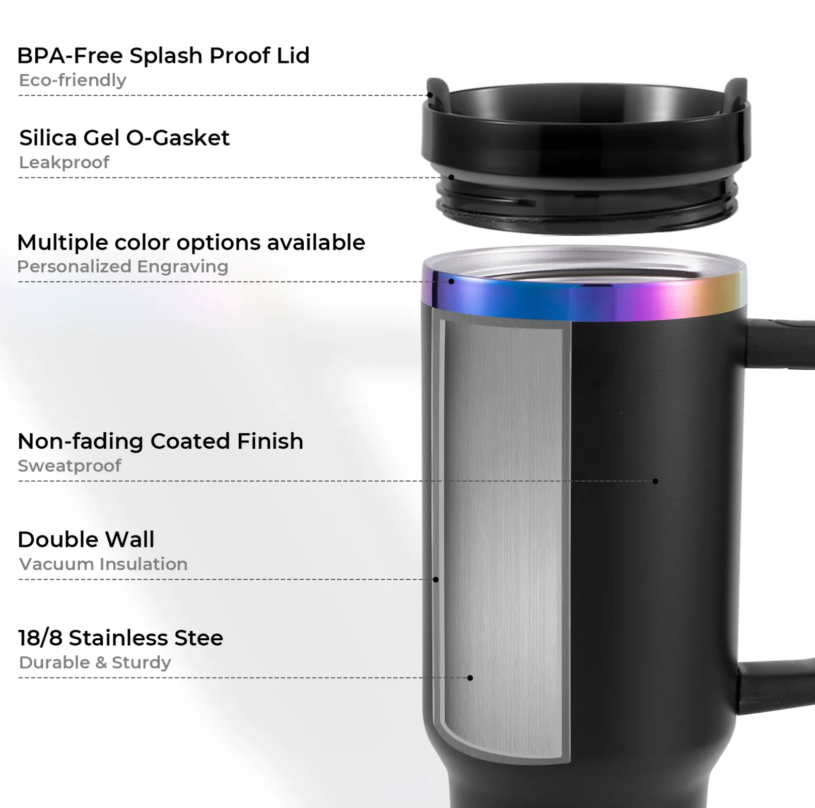 Stainless Steel Tumbler 40oz - Custom Engraved (Available in Black & White)