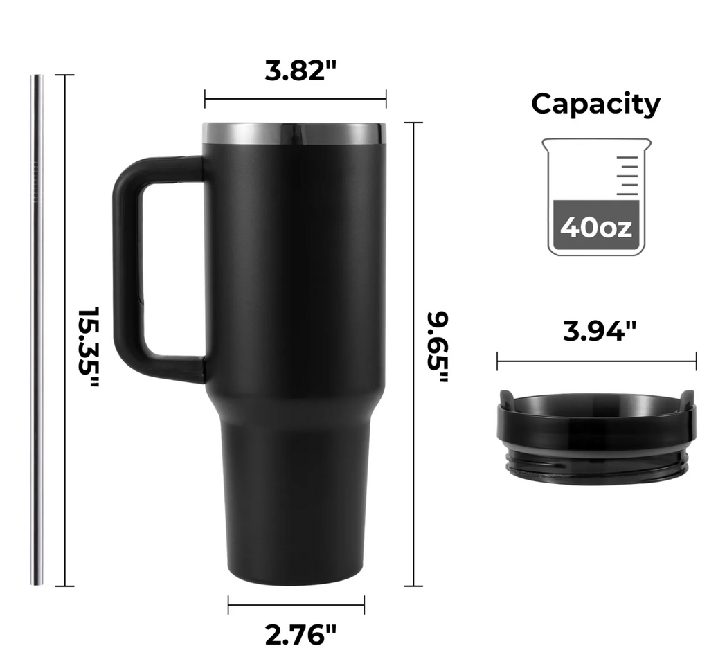 Stainless Steel Tumbler 40oz - Custom Engraved (Available in Black & White)
