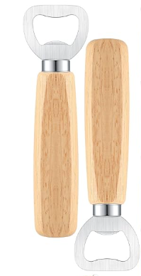 Stainless Steel Bottle Opener w/ Wooden Handle - Custom Engraved