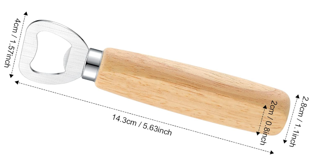 Stainless Steel Bottle Opener w/ Wooden Handle - Custom Engraved