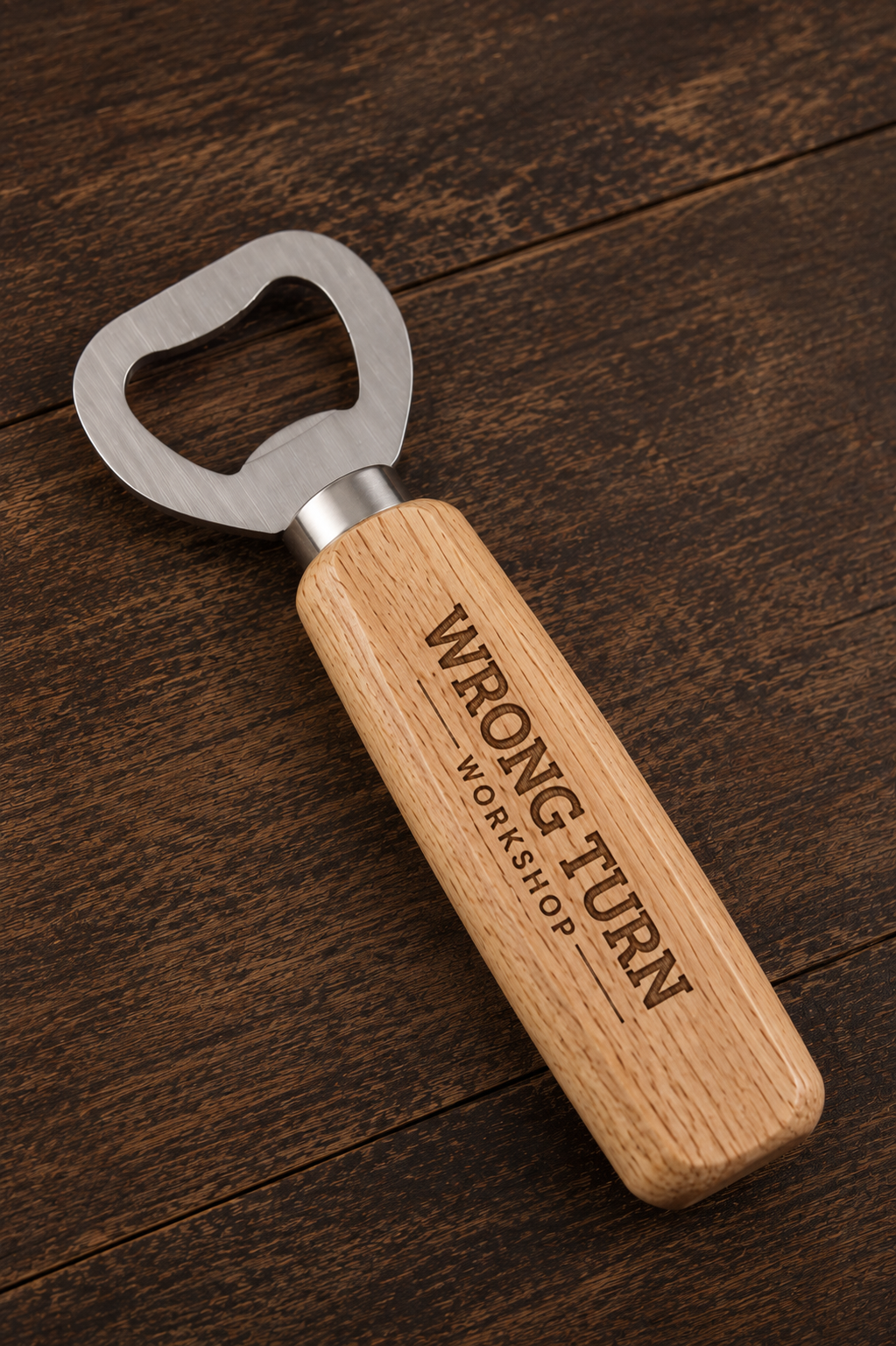 Stainless Steel Bottle Opener w/ Wooden Handle - Custom Engraved