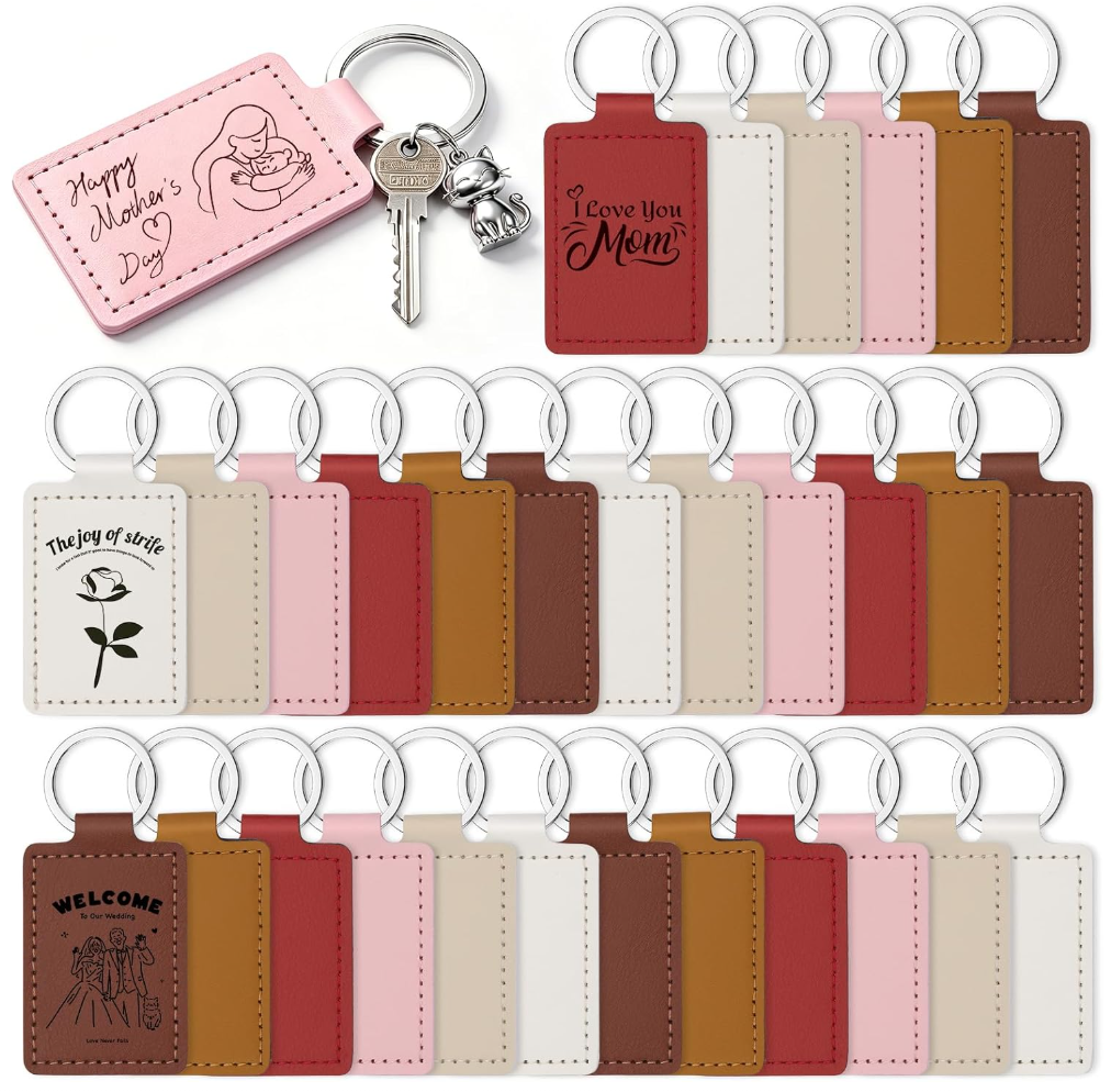 Leather Keychain - Various Colors Available - Custom Engraved