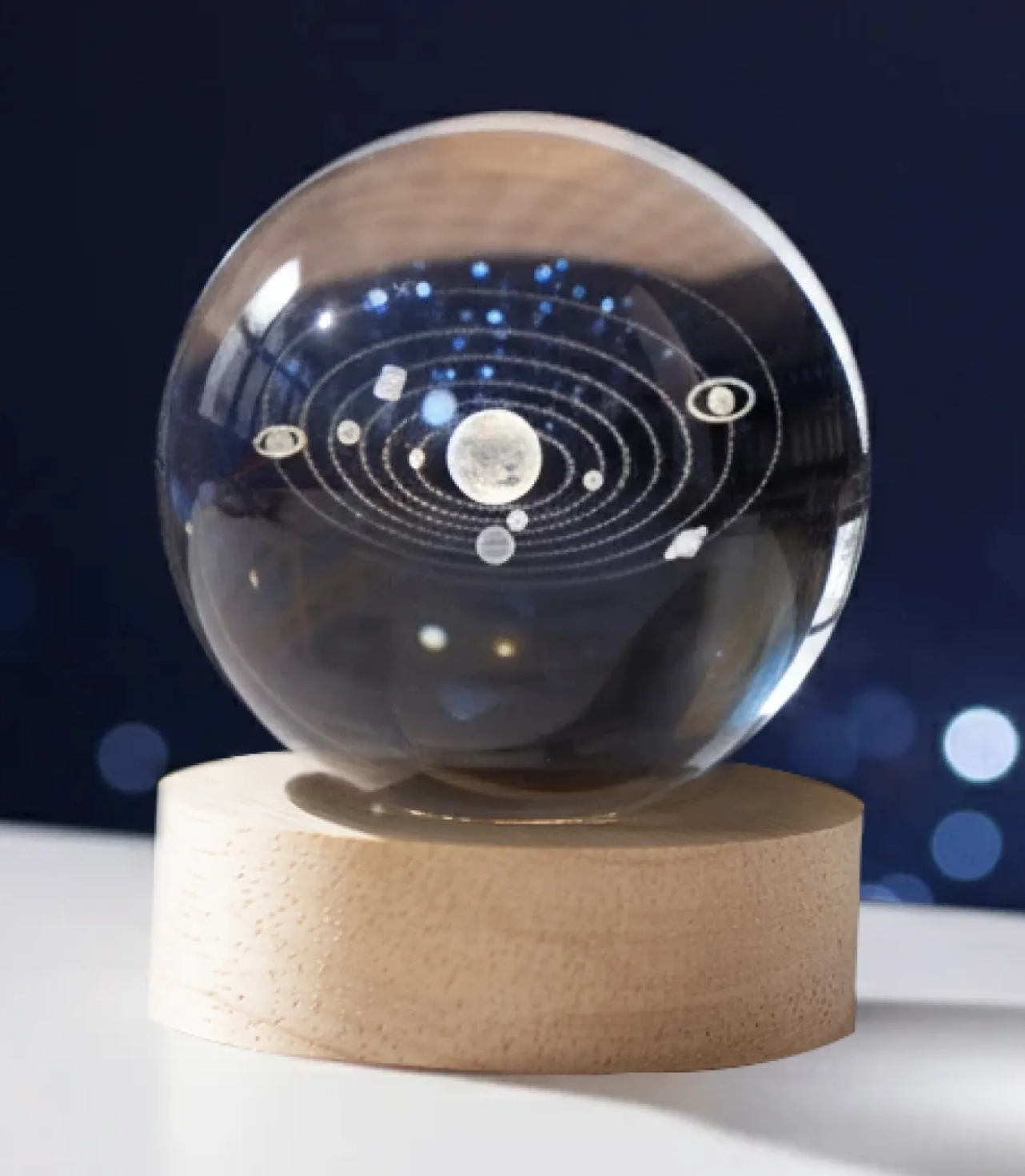 Crystal w/ LED Base - 3.1 Inch Sphere - Custom Engraved