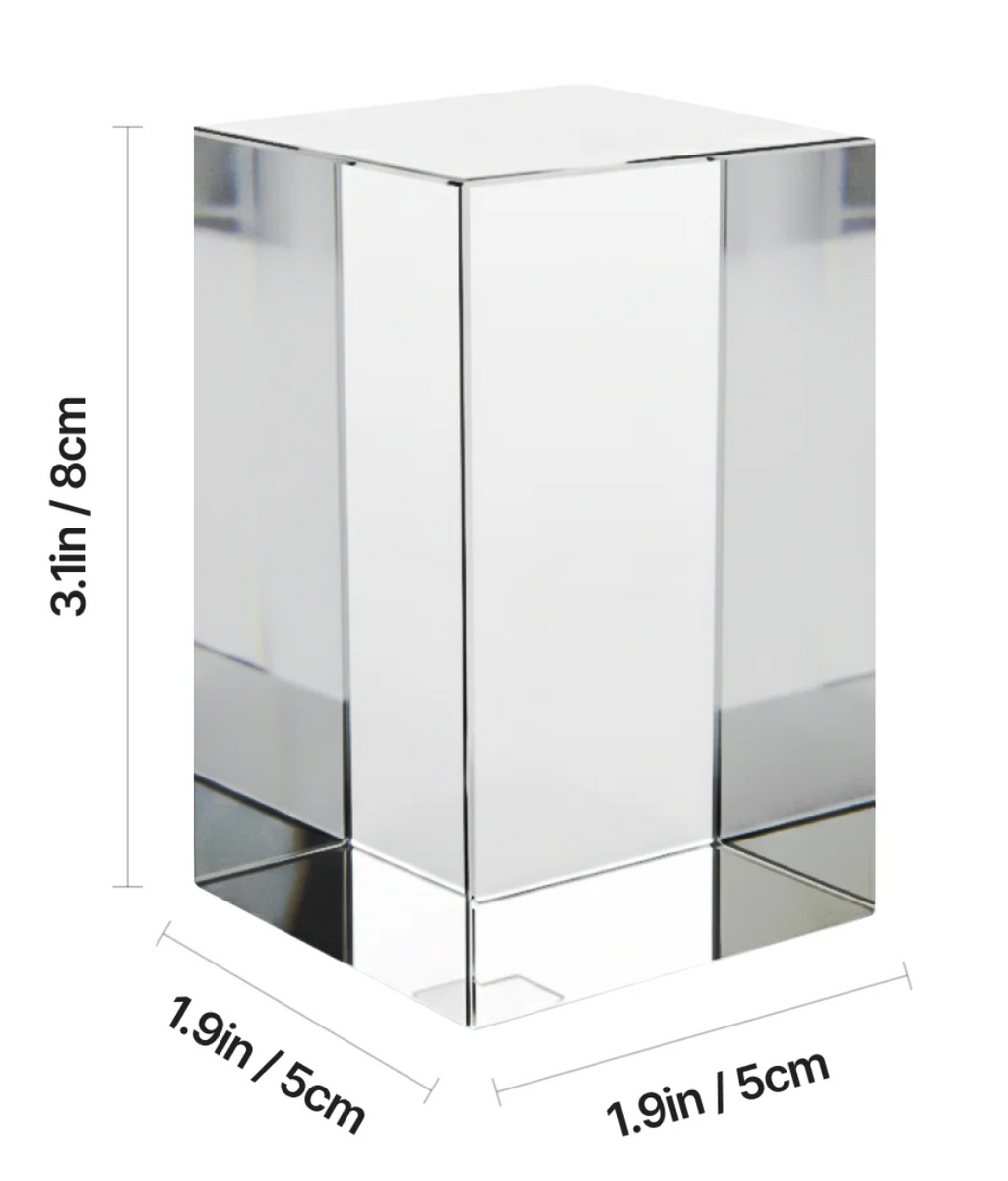 Crystal Rectangular (1.9" W x 1.9" D x 3.1" H) - Custom Engraved