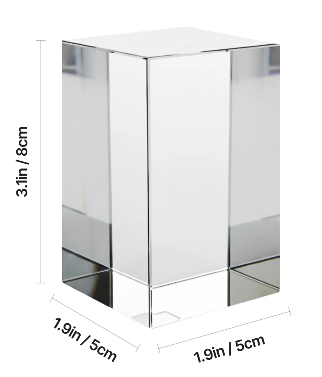 Crystal Rectangular (1.9" W x 1.9" D x 3.1" H) - Custom Engraved