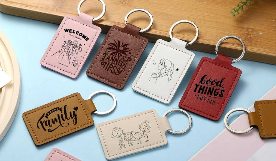 Leather Keychain - Various Colors Available - Custom Engraved