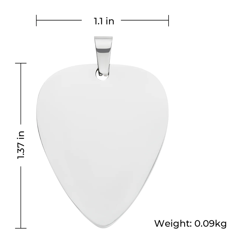 Stainless Steel Guitar Pick Pendant - Custom Engraved