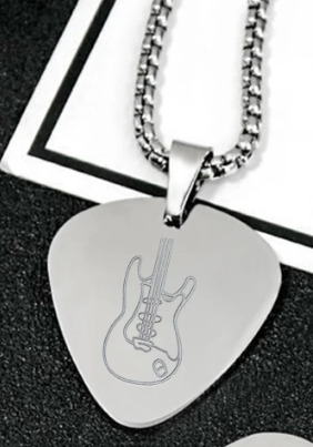Stainless Steel Guitar Pick Pendant - Custom Engraved