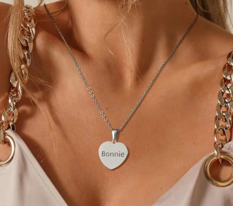 Heart Stainless Steel Tag - Custom Engraved
