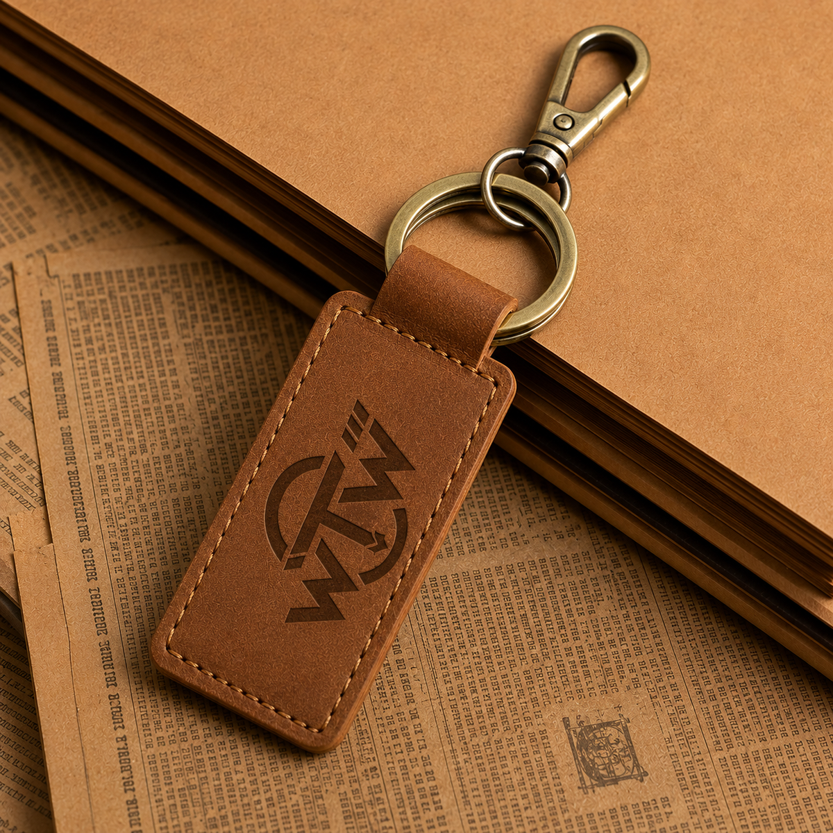 Leather Keychain V2 - Brown - Custom Engraved