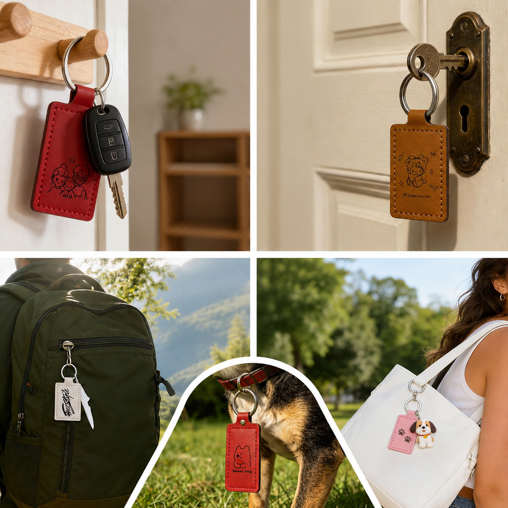 Leather Keychain - Various Colors Available - Custom Engraved