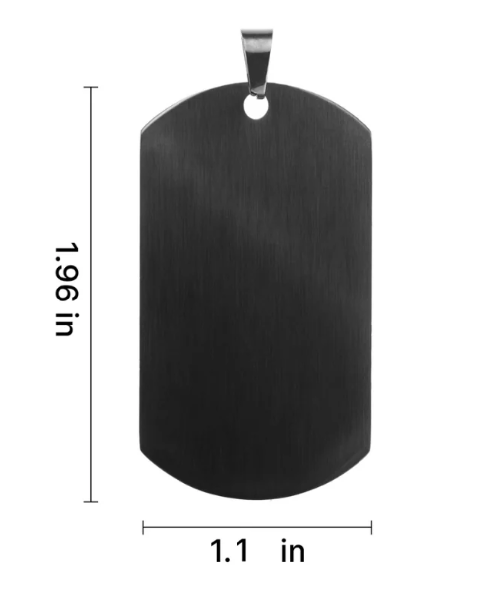Stainless Steel Military Pendant - Available in Silver or Black