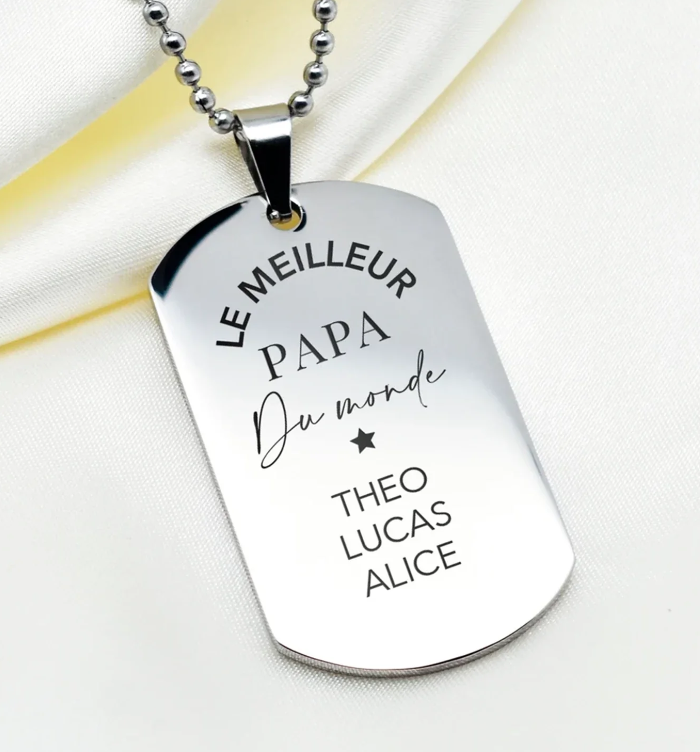 Stainless Steel Military Pendant - Available in Silver or Black