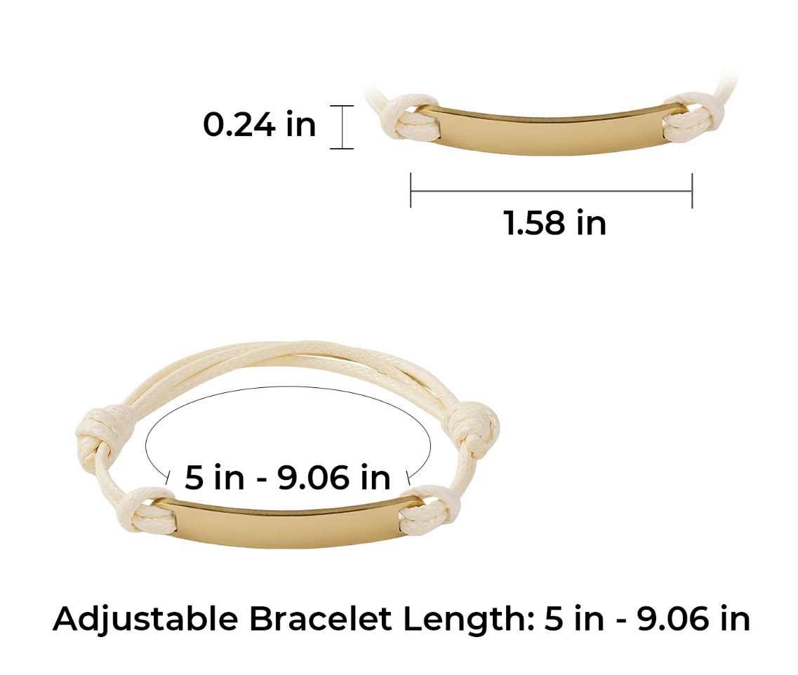 Rectangular Tag Cord Bracelet - Custom Engraved