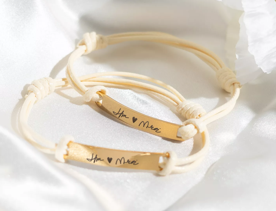 Rectangular Tag Cord Bracelet - Custom Engraved