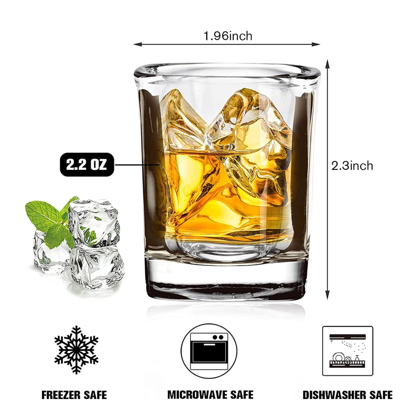Shot Glass 2.2oz (2 pcs) - Square - Custom Engraved