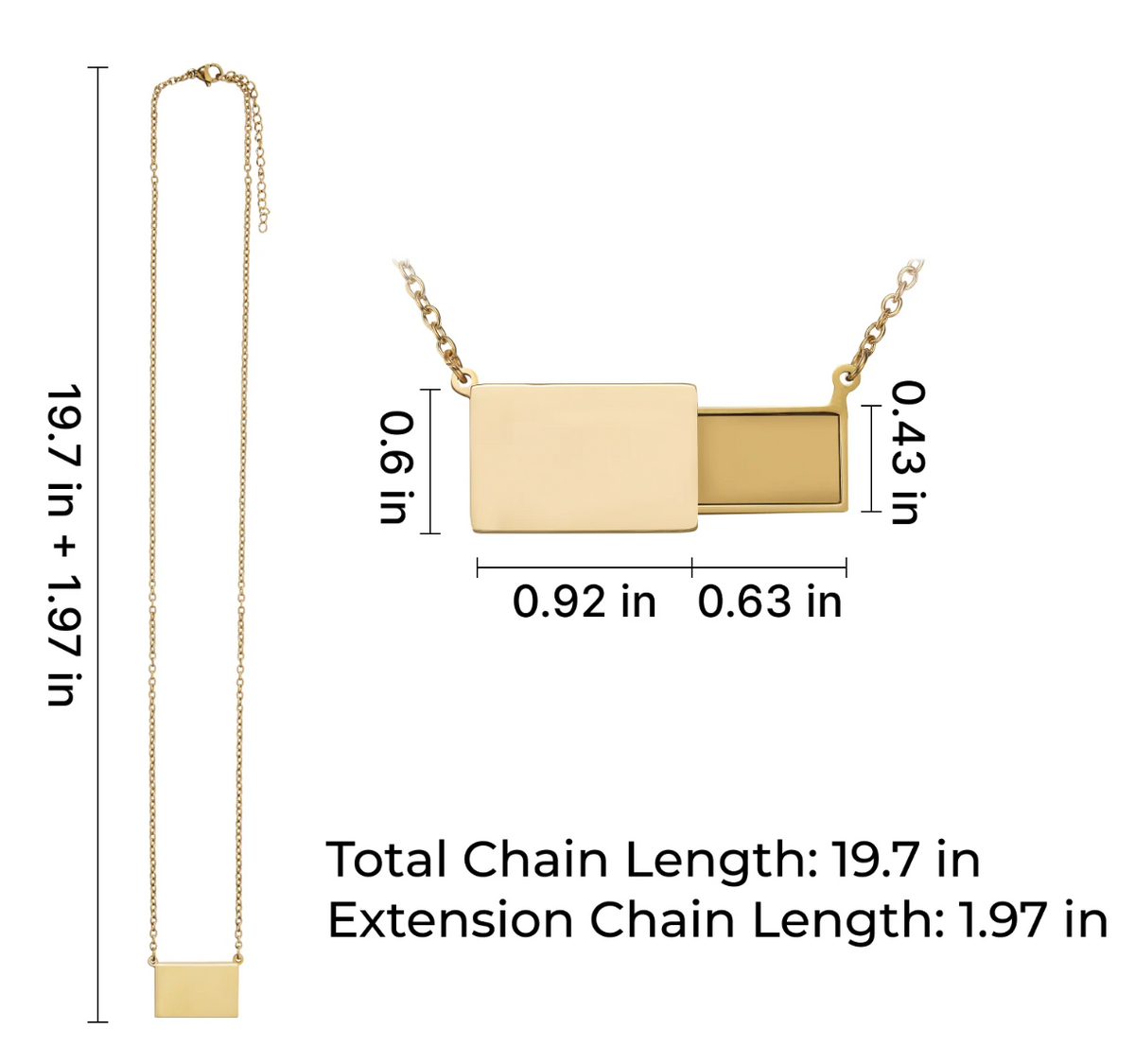 Stainless Steel Pull-Out Envelope Necklace - Custom Engraved