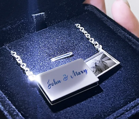 Stainless Steel Pull-Out Envelope Necklace - Custom Engraved