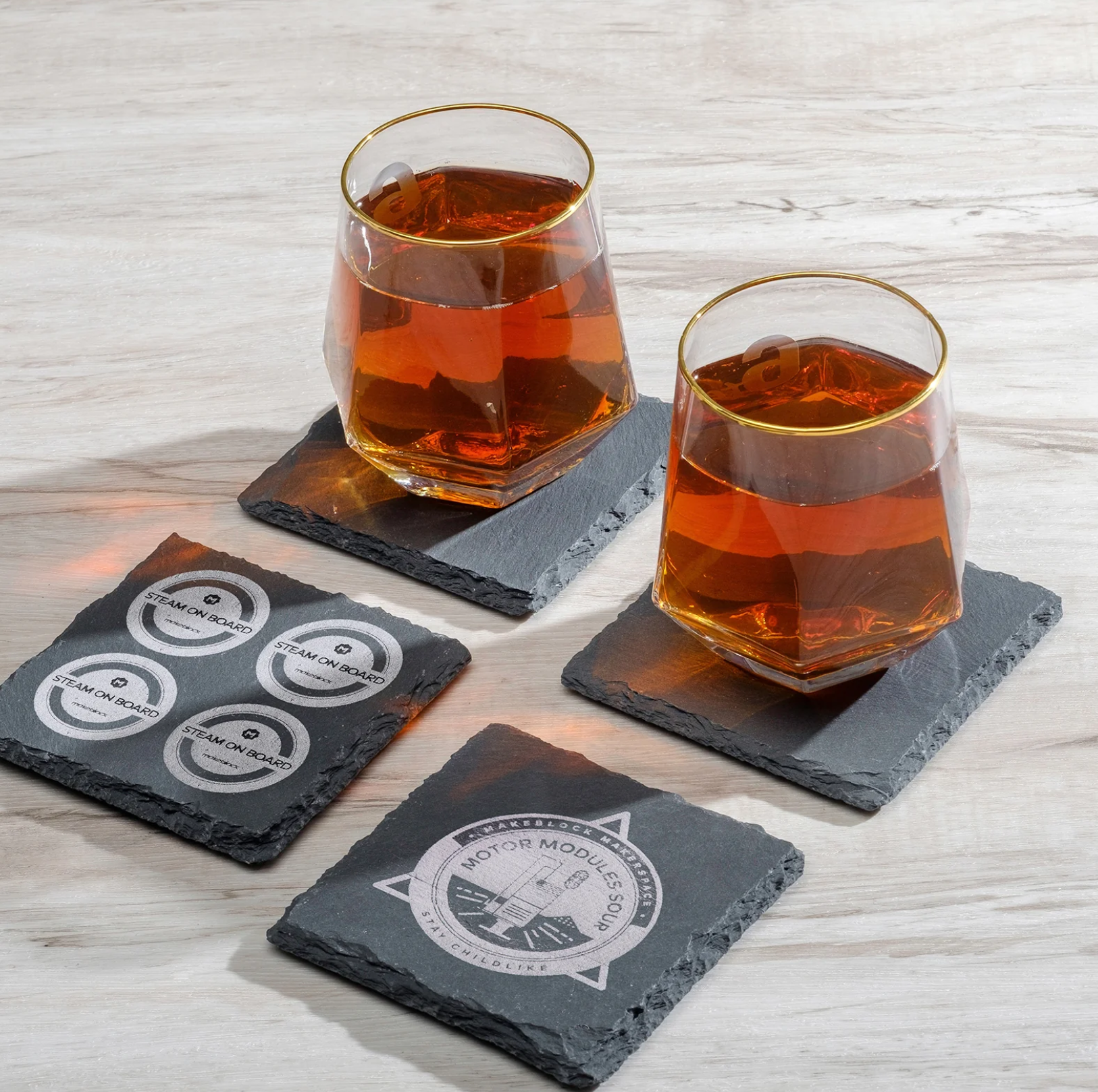 Stone Coaster - 4pcs (3.9 in.) - Custom Engraved - (Round or Square Available)